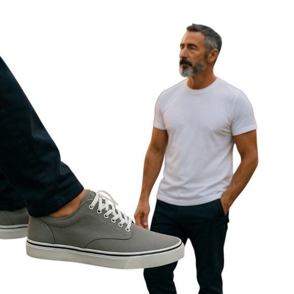 IZOD Men's Canvas Shoes Memory foam Gray Size 10 NIB - Picture 2 of 14